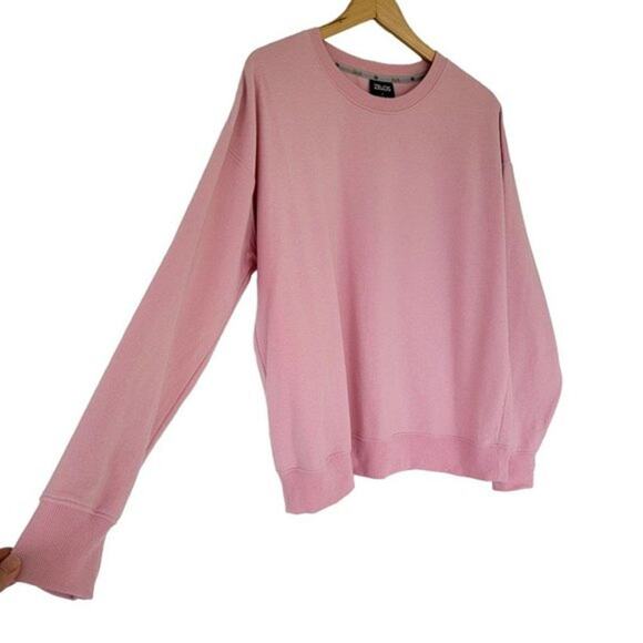 Zelos Pink Long Sleeve Sweatshirt Crew Neck Pullover Womens Size L Cotton Blend - Picture 4 of 9